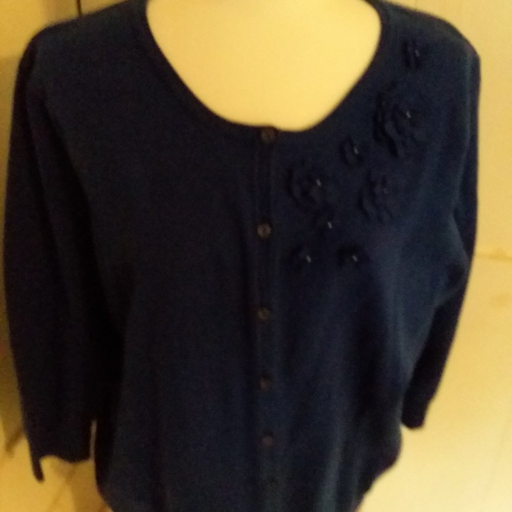 Dark Blue Cardigan Sweater